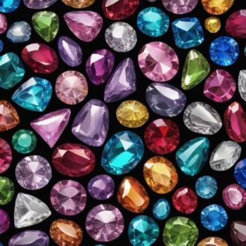 A glittering grid of various colorful gems with some aligning perfectly to vanish in a sparkle.