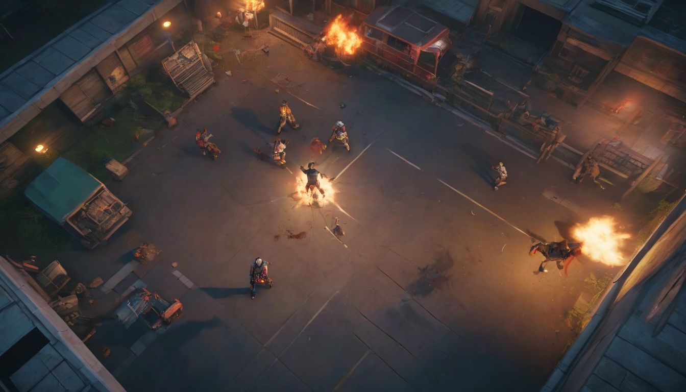 A top-down view of a player in a battle royale setting