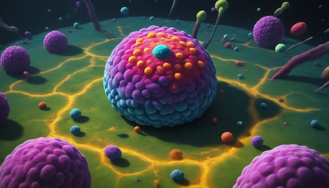 A large colorful cell in a microscopic world