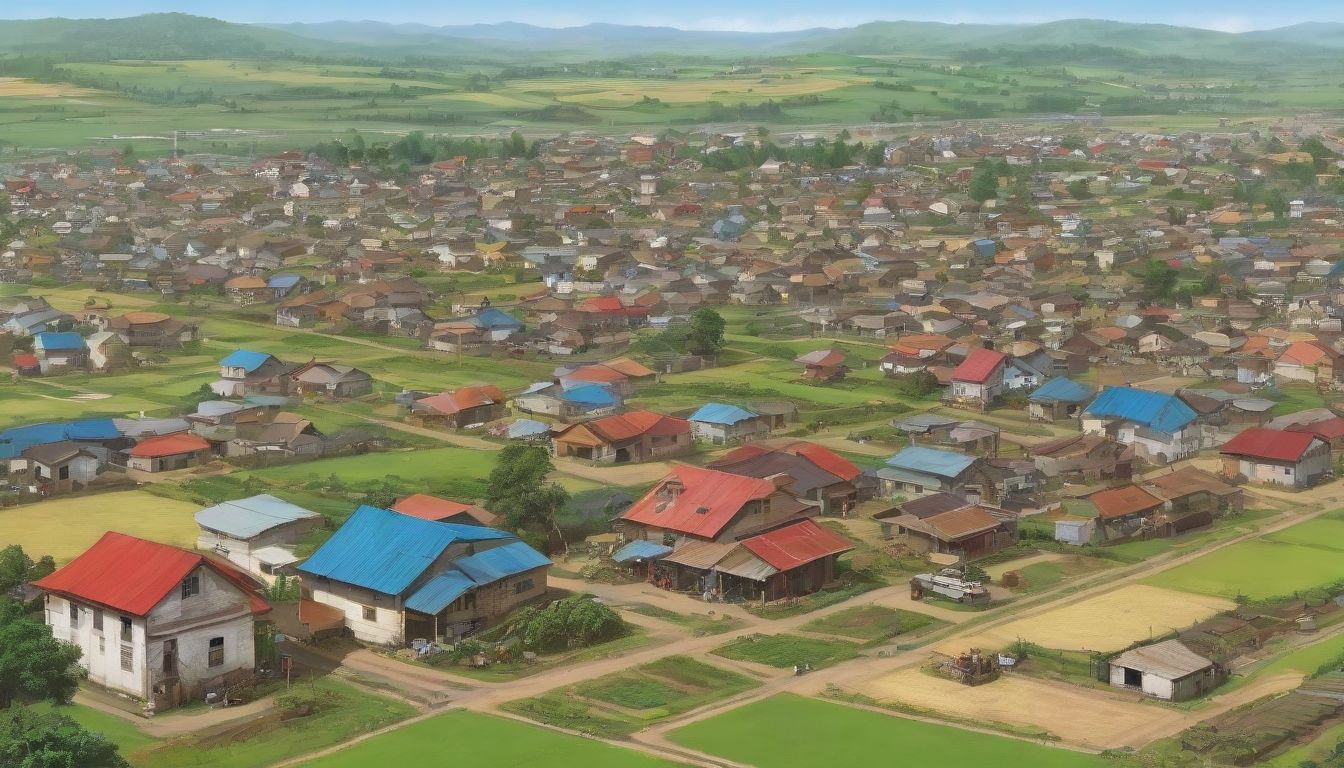 A vibrant township with areas of farmland